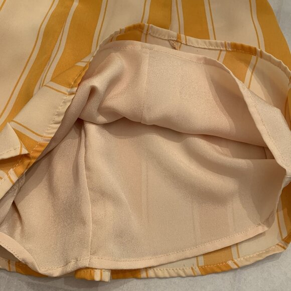 Shorts Wide Leg High Waist Zips Lined Yellow White Stripes Dressy Juniors Small - Picture 6 of 12